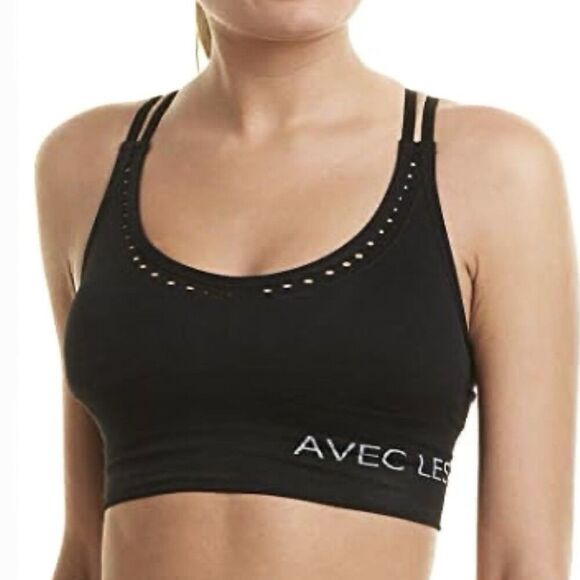 avec les filles Other - Avec Les Filles Seamless Sports Bra Women's Size XL Black Strappy CrossBack